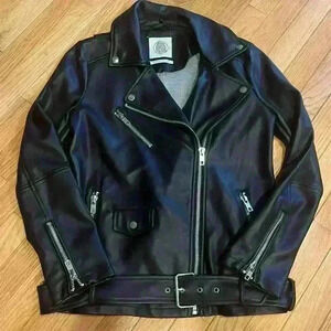 Urban Outfitters Women's Black Vegan Leather Moto Jacket Size S